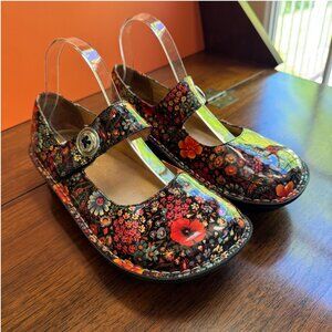 Alegria Paloma PAL-323 Size 39, EU, US 9 Midnight Garden Patent Floral Mary Jane